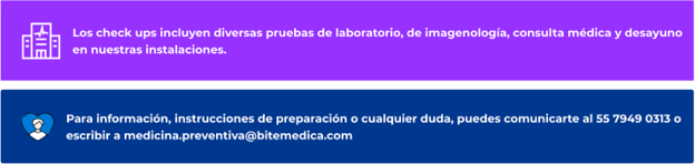 Imagen que indica qué incluyen los checkups o información adicional.